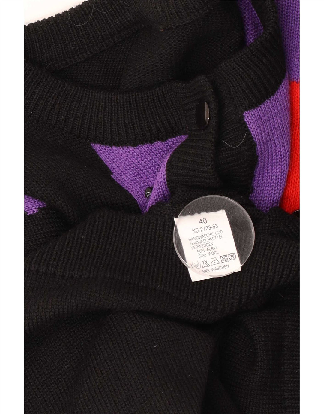 Vintage Damen Longline Cardigan Pullover EU 40 Mittelschwarz Farbblock