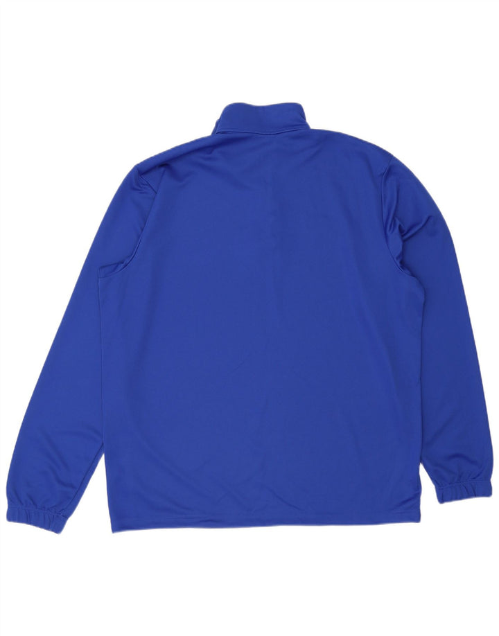 Adidas Damen Climalite Graphic Zip Neck Top Langarm XL Blau Polyester
