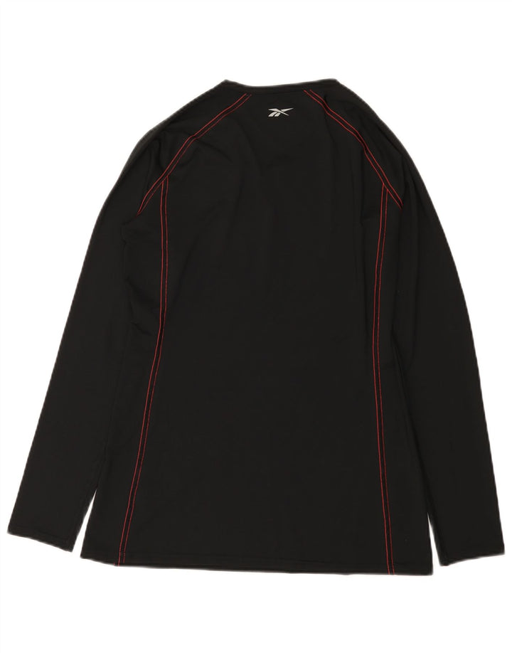 Reebok Damen Top Langarm UK 12 Medium Schwarz Polyester