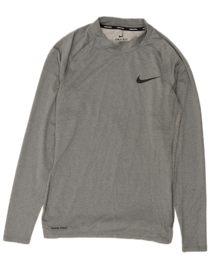 Nike Herren Dri Fit Top Langarm Mittelgraues Polyester