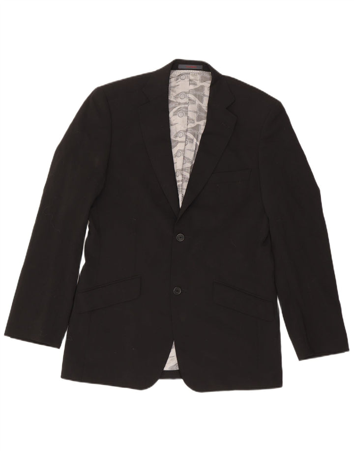 Ted Baker Herren-Blazer mit 2 Knöpfen, UK 38, mittelschwarze Wolle