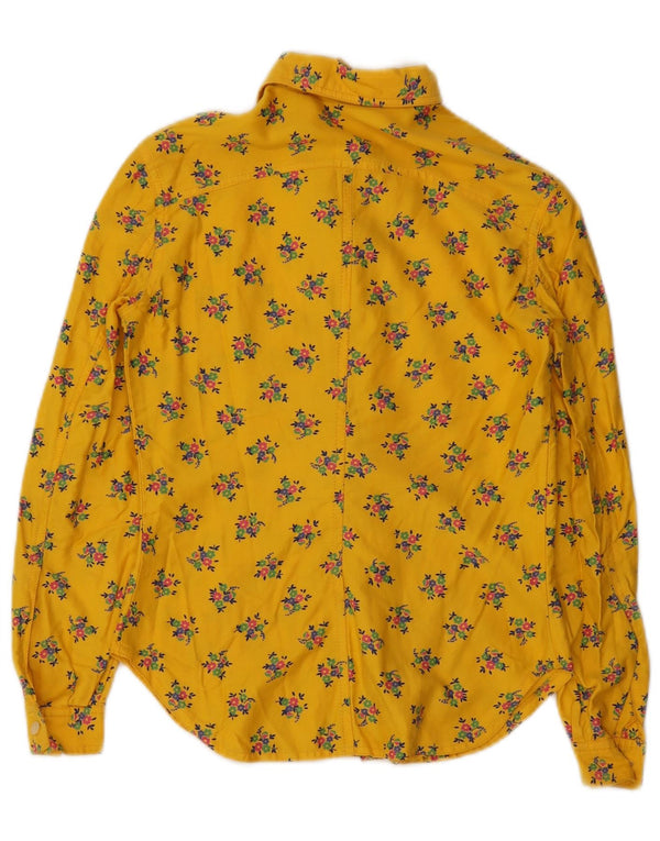 Vintage Damen Shirt UK 8 Small Gelb geblümt