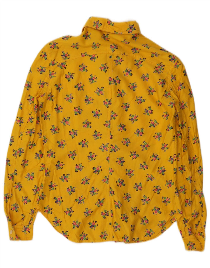Vintage Damen Shirt UK 8 Small Gelb geblümt