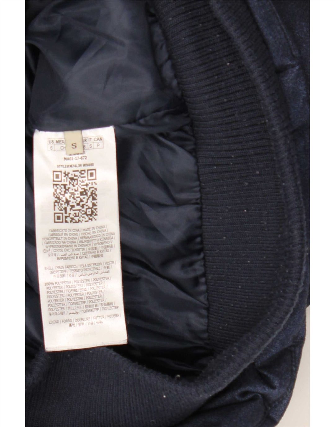 Guess Wattierte Herrenjacke mit Kapuze, UK 36, Größe S, Marineblau, Polyester
