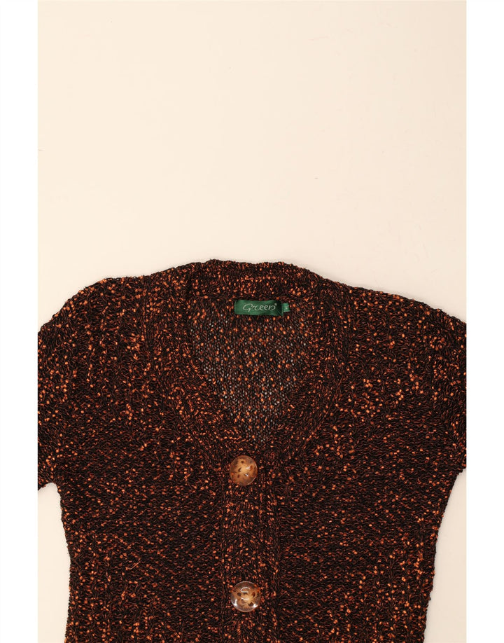 GRÜNER übergroßer Damen-Cardigan mit 3/4-Ärmeln, UK-Gr. 14, Mittelbraun
