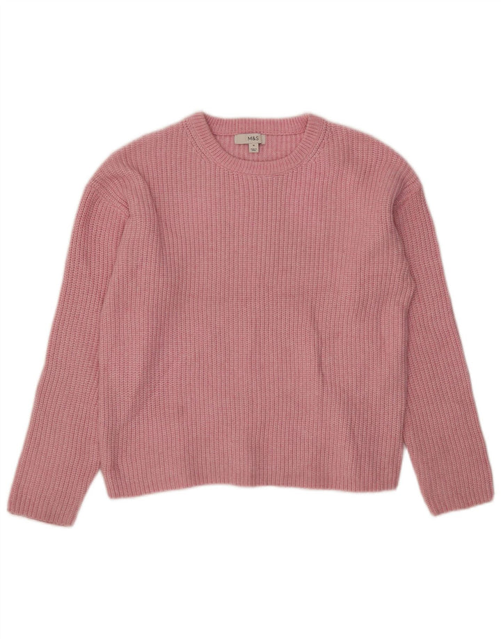 Marks & Spencer Damen-Pullover mit U-Boot-Ausschnitt, UK 14, Mittelrosa, Polyester