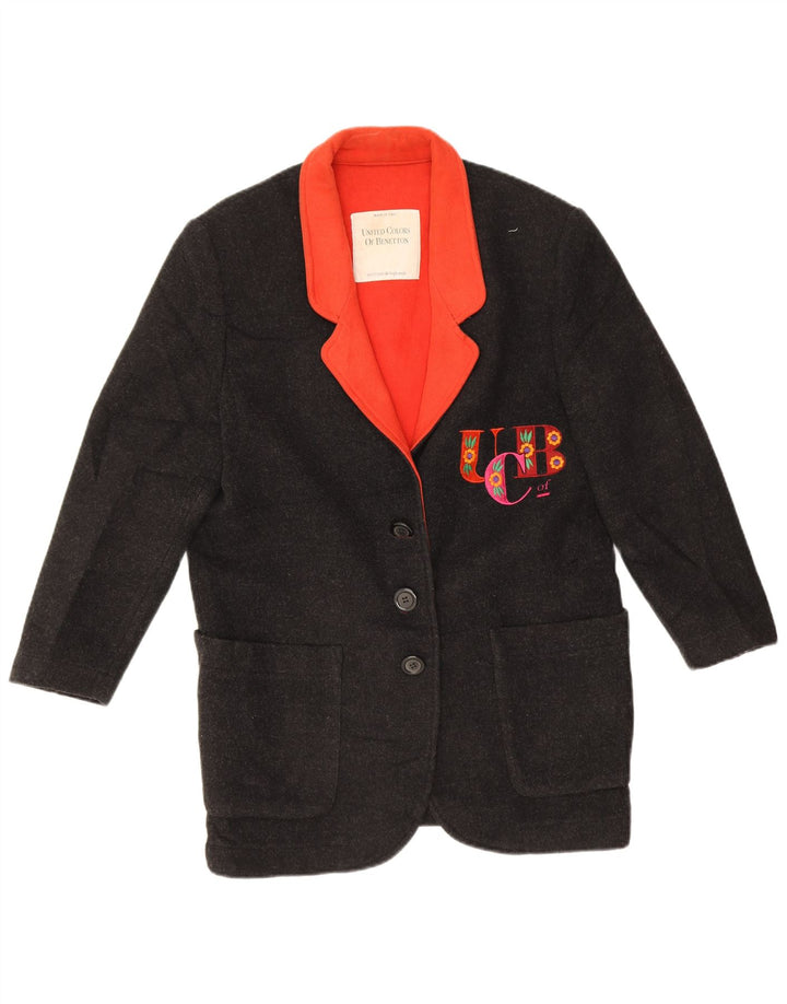Benetton Damen-Blazer, übergroß, mit 3 Knöpfen, IT 40, Größe S, Schwarz