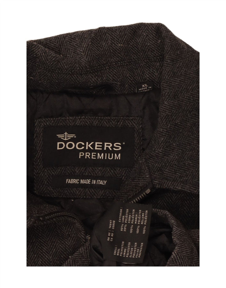 Dockers Herren Bomberjacke UK 42 XL Graue Fischgrätenwolle