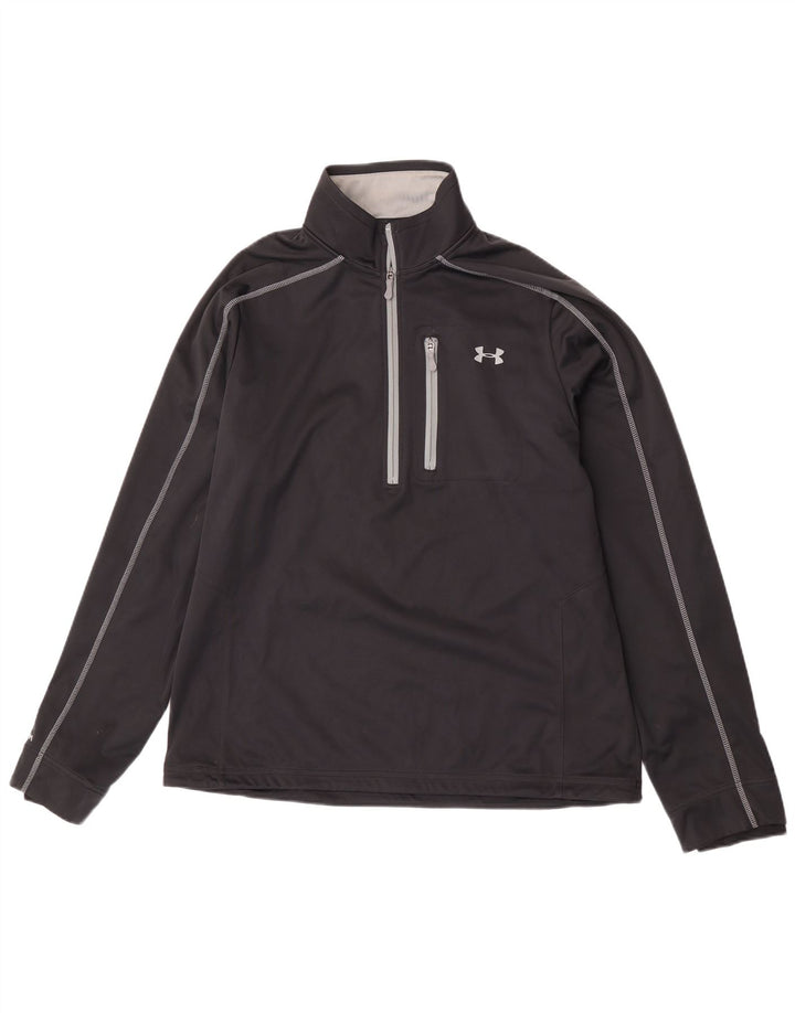 Under Armour Herren-Pullover-Trainingsanzugoberteil mit Reißverschluss und Halsausschnitt, groß, aus schwarzem Polyester