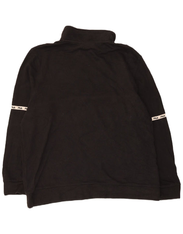 Fila Herren-Sweatshirt mit grafischem Reißverschluss, 2XL, schwarze Farbblock-Baumwolle