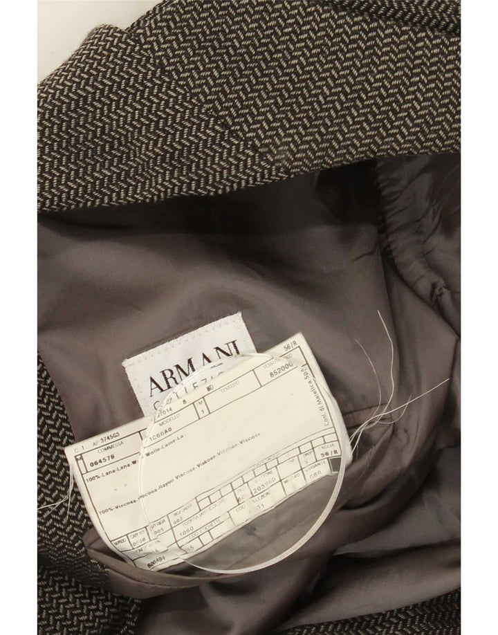 Armani Collezioni Herren 3-Knopf-Blazerjacke IT 56 3XL Graues Fischgrätenmuster