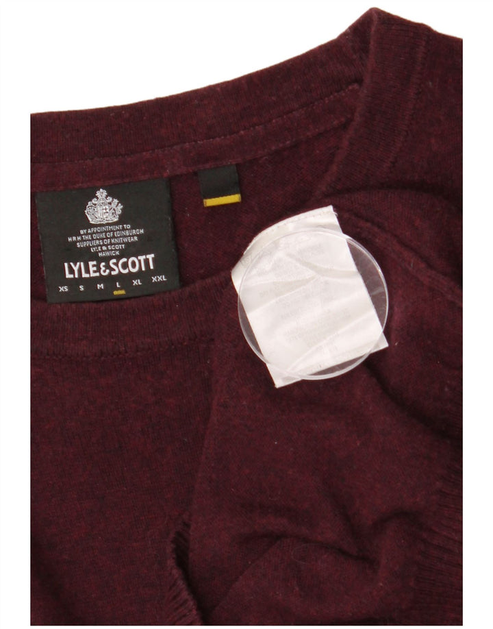 LYLE & SCOTT Herren-Pullover mit Rundhalsausschnitt, Größe L, kastanienbraune Baumwolle