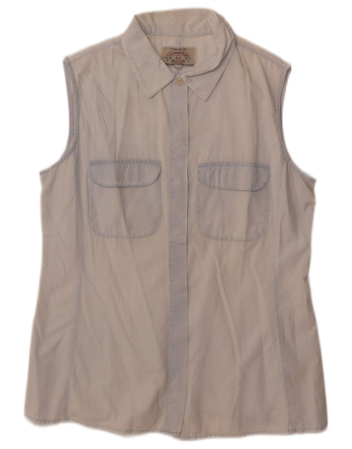 Armani Jeans Damen ärmelloses Hemd UK 14 Große blaue Baumwolle