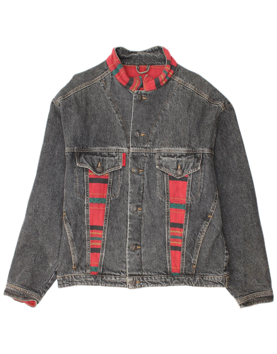 Vintage Herren Jeansjacke UK 38 Mittelblauer Farbblock