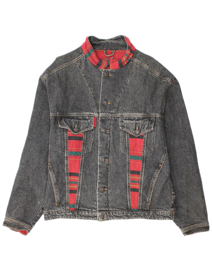 Vintage Herren Jeansjacke UK 38 Mittelblauer Farbblock