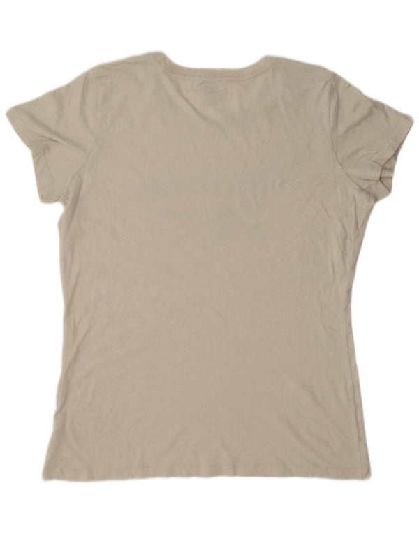 Reebok Damen Graphic T-Shirt Top UK 18 XL Beige Baumwolle