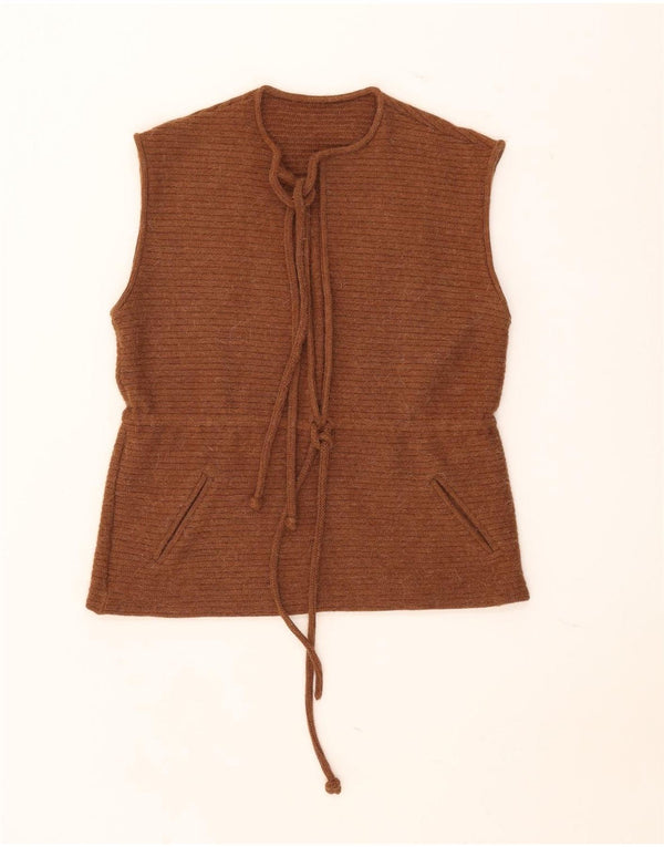 Vintage Damen Tanktop mit Rüschen vorne, UK 16, Größe L, Braun