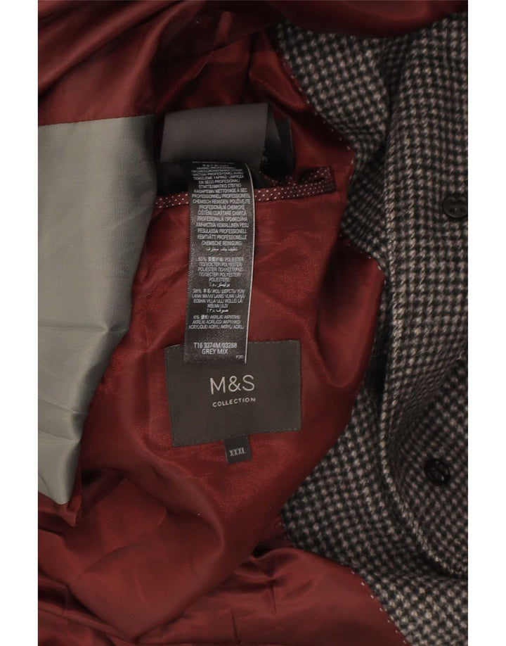 Marks & Spencer Herrenmantel UK 46 3XL Graues Hahnentritt-Polyester