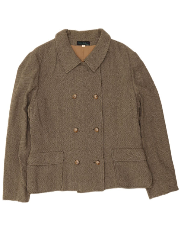 Vintage Damen Zweireihige Blazerjacke IT 48 XL Graue Wolle