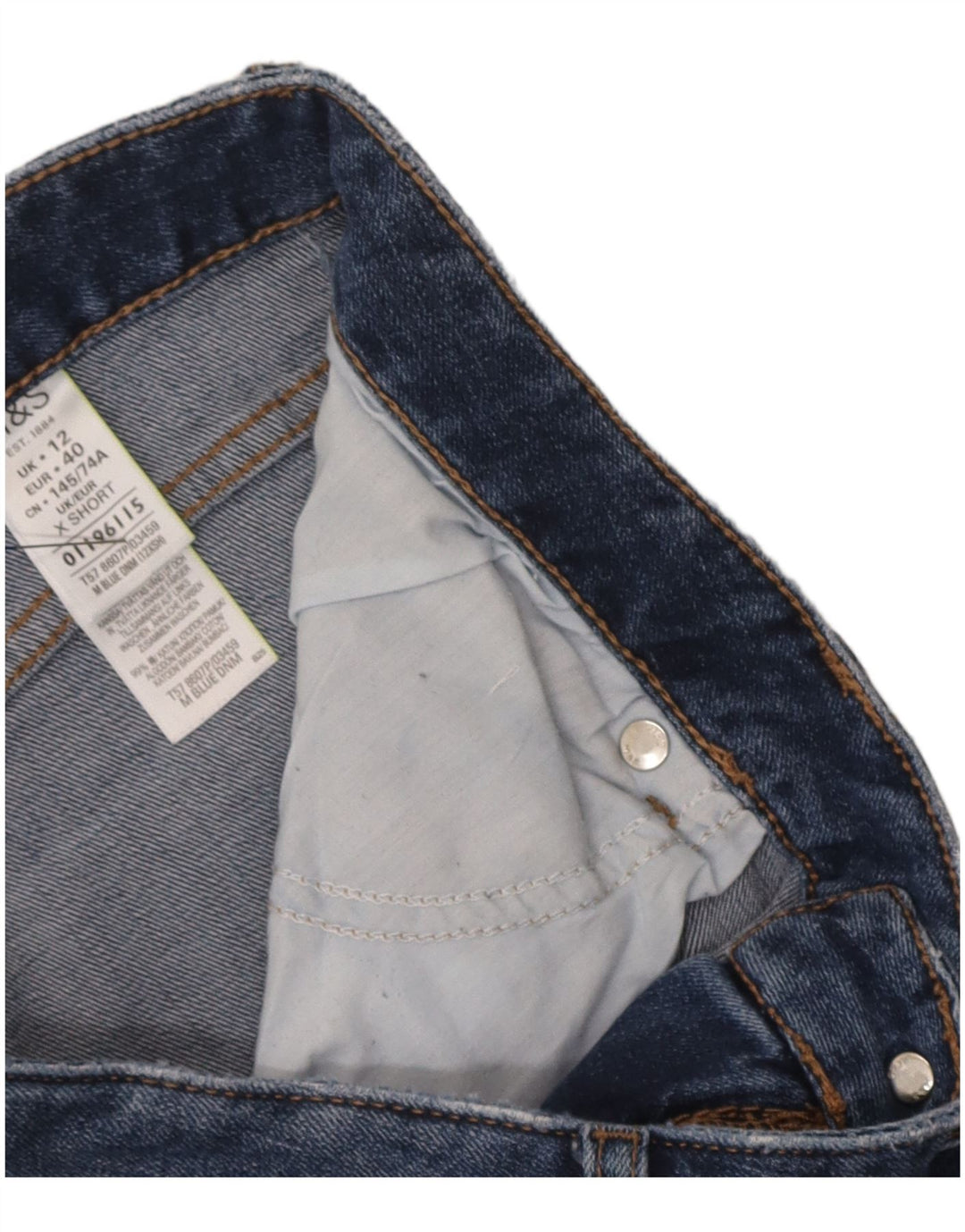 Marks & Spencer Damen Crop Slim Jeans UK 12 Medium W32 L26 Blau