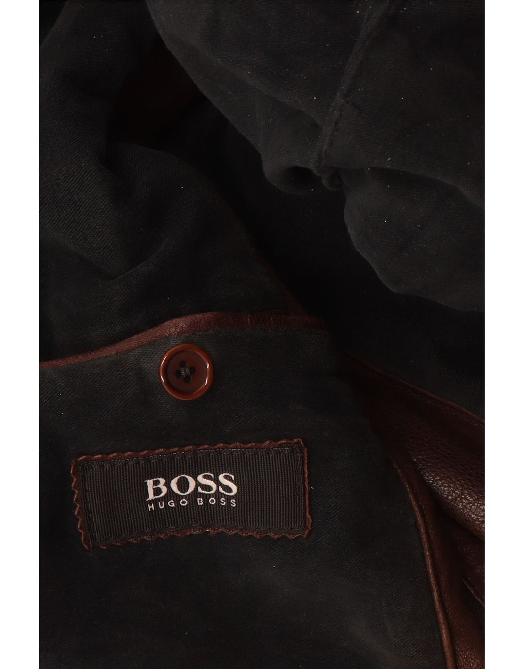 Hugo Boss Herren Lederjacke UK 40 Großes braunes Leder