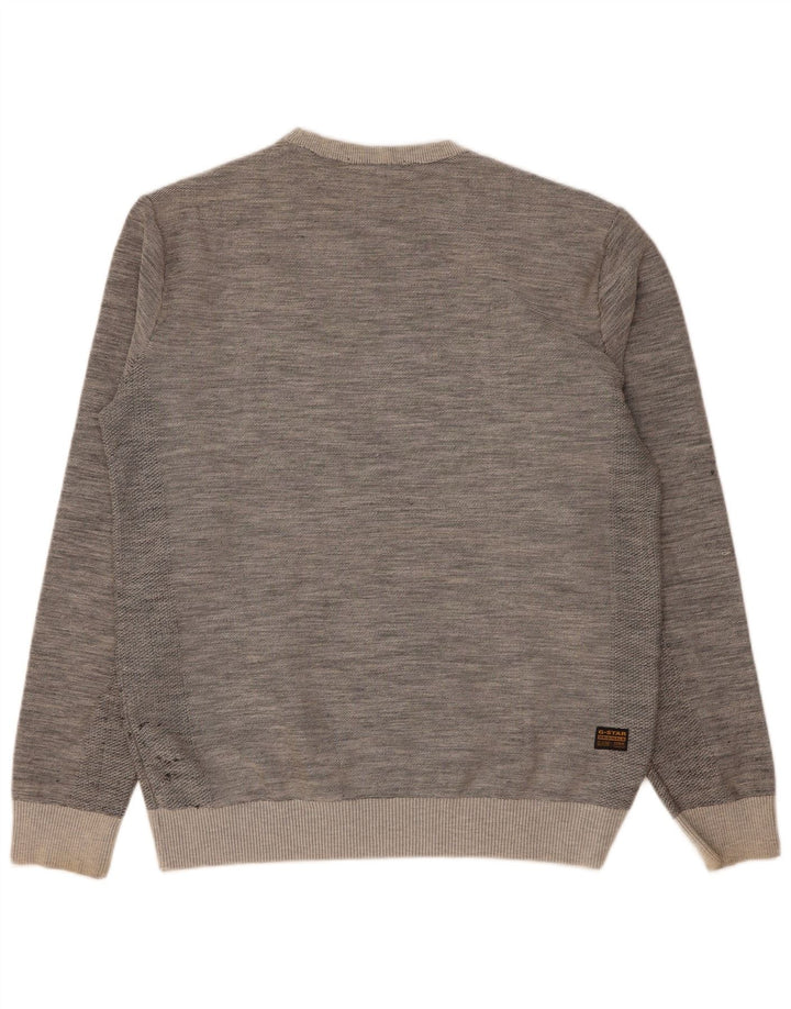 G-Star Herren Grafik-Sweatshirt-Pullover aus mittelgrau gesprenkelter Baumwolle