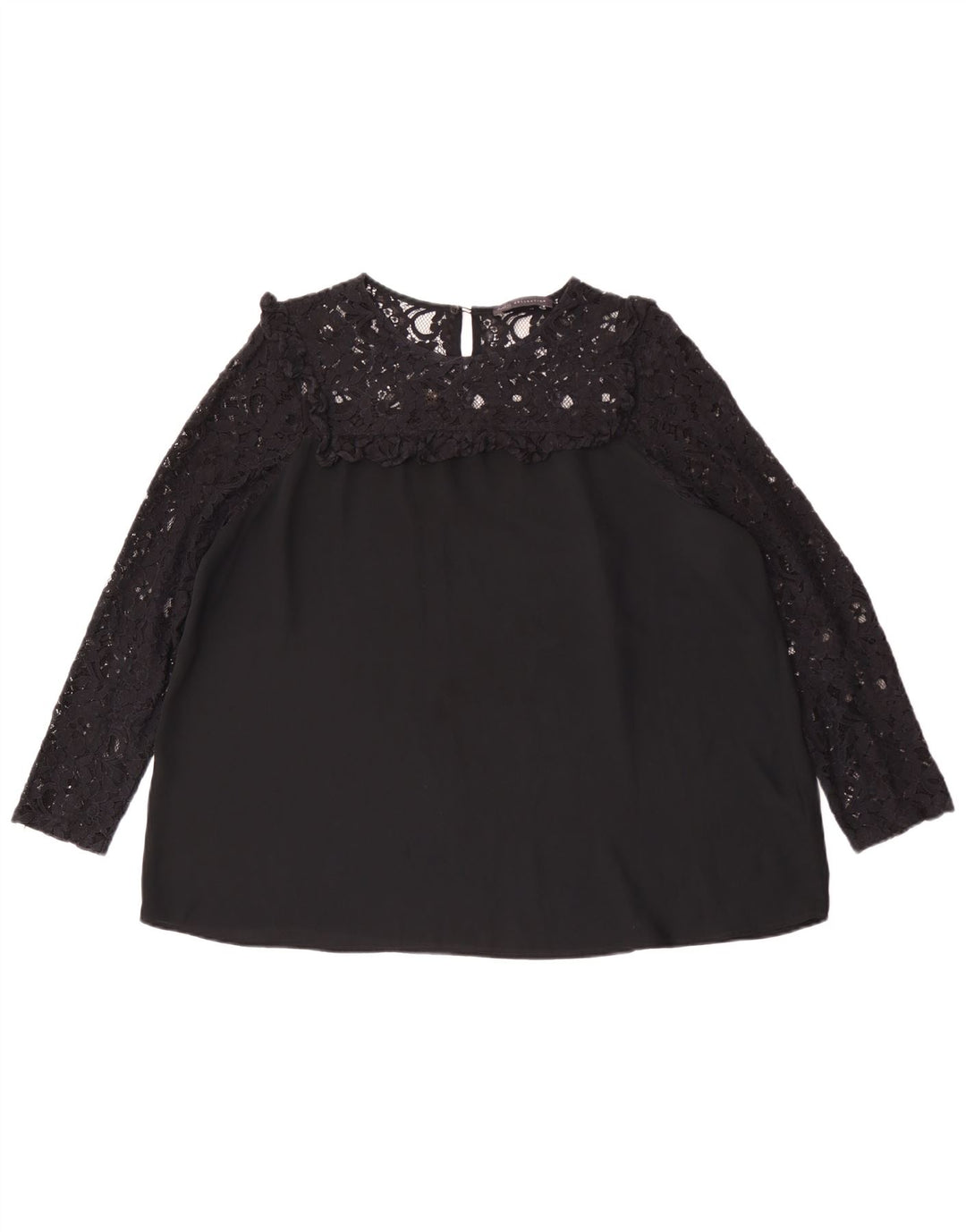 Marks & Spencer Damen-Langarm-Blusenoberteil in Übergröße, Gr. 44, Größe L, Schwarz