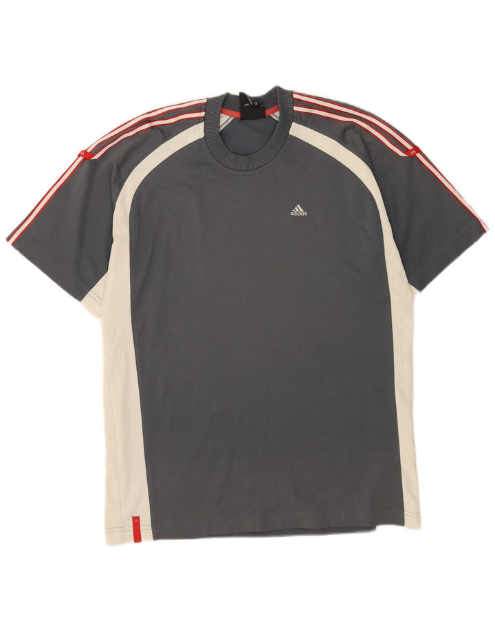 Adidas Herren T-Shirt Top Small Grau Colourblock Polyester