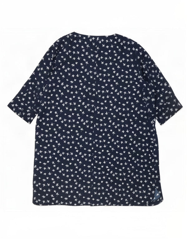 Marks & Spencer Damen Etuikleid mit 3/4-Ärmeln, UK 22 3XL, Marineblau mit Blumenmuster