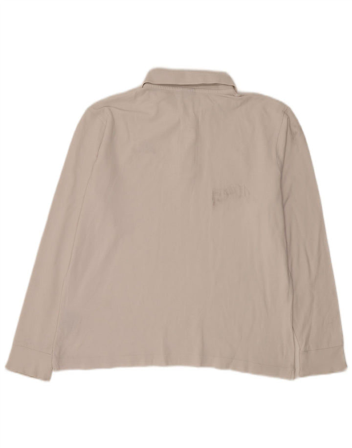 Kappa Herren-Langarm-Poloshirt aus mittelweißer Baumwolle