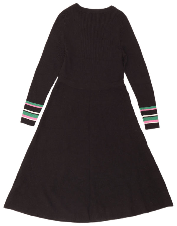 Hobbs Langarm-Pulloverkleid für Damen, UK 46, Größe L, schwarz gestreift, Merinowolle