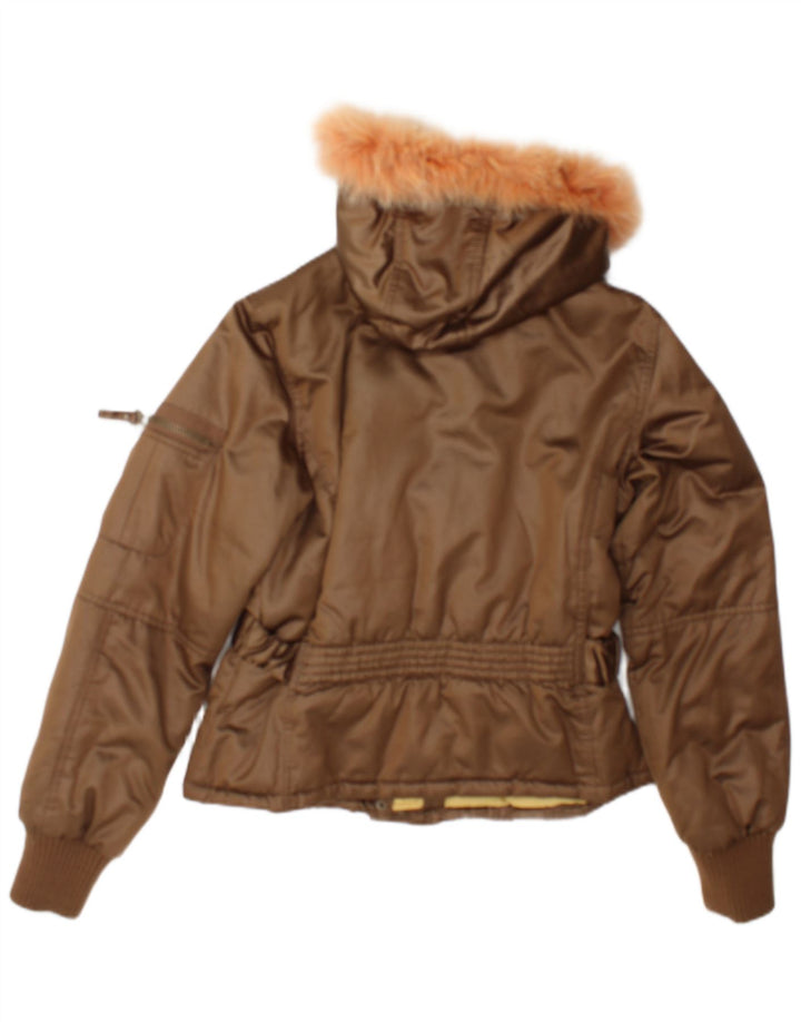 Phard Damen-Jacke mit Kapuze, gepolstert, UK 12, mittelbraun, Polyester