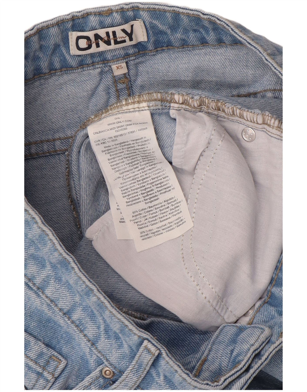 Only Damen Jeansrock XS W25 Blaue Baumwolle