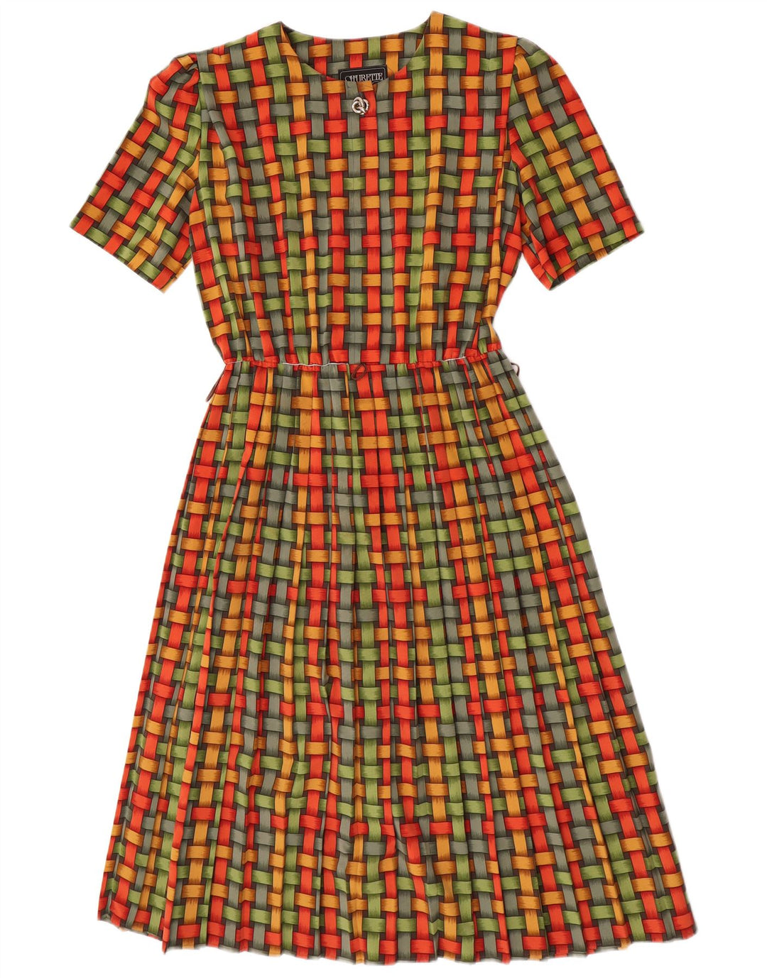Shubette Damen A-Linien-Kleid UK 14 Mittelgrün Geometrisch
