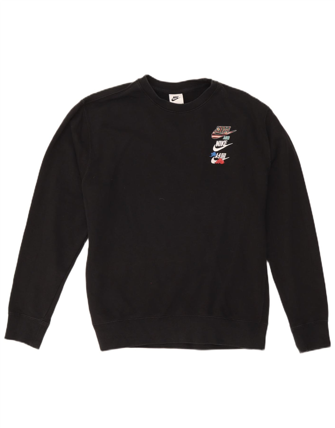 Nike Damen Sweatshirt Pullover UK 16 Large Schwarz Baumwolle