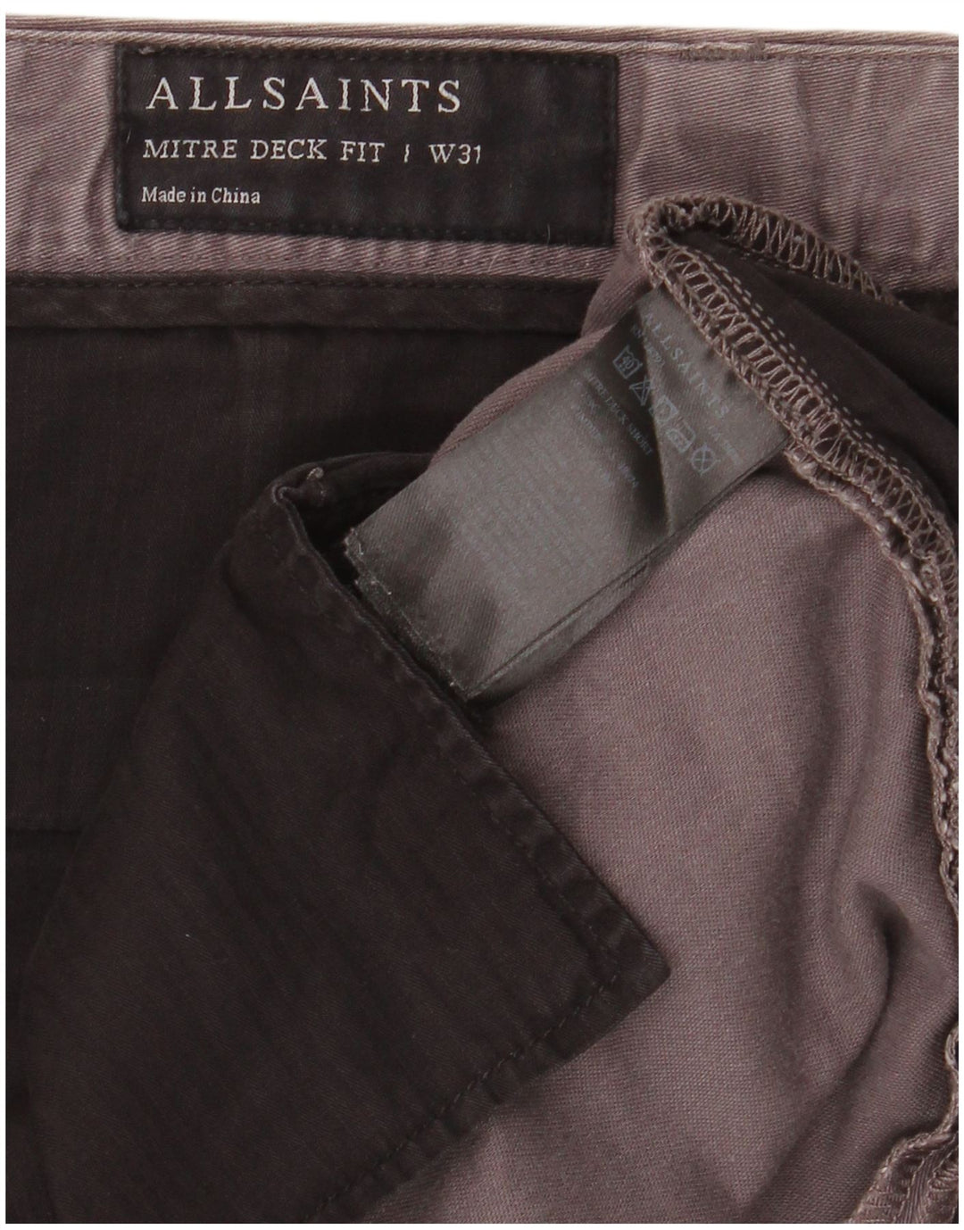 All Saints Herren Chinoshorts W31 mittelgraue Baumwolle