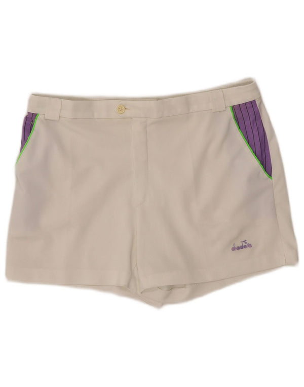 Diadora Damen Chino-Shorts W33 Large Weiß Colourblock
