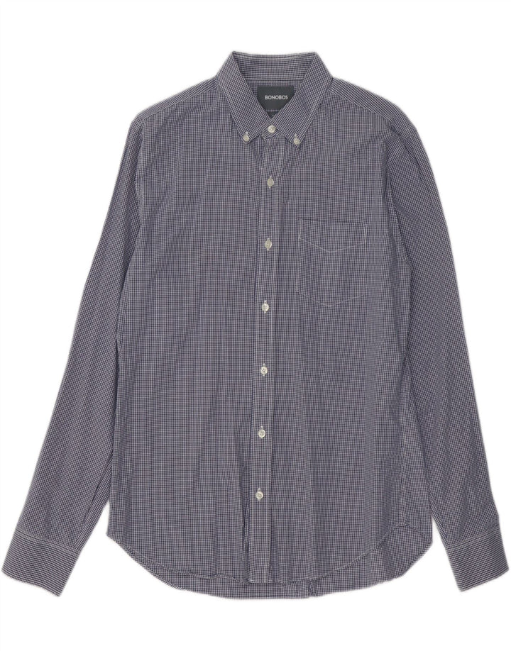 BONOBOS Slim-Fit-Hemd für Herren, mittelblau, Gingham-Baumwolle