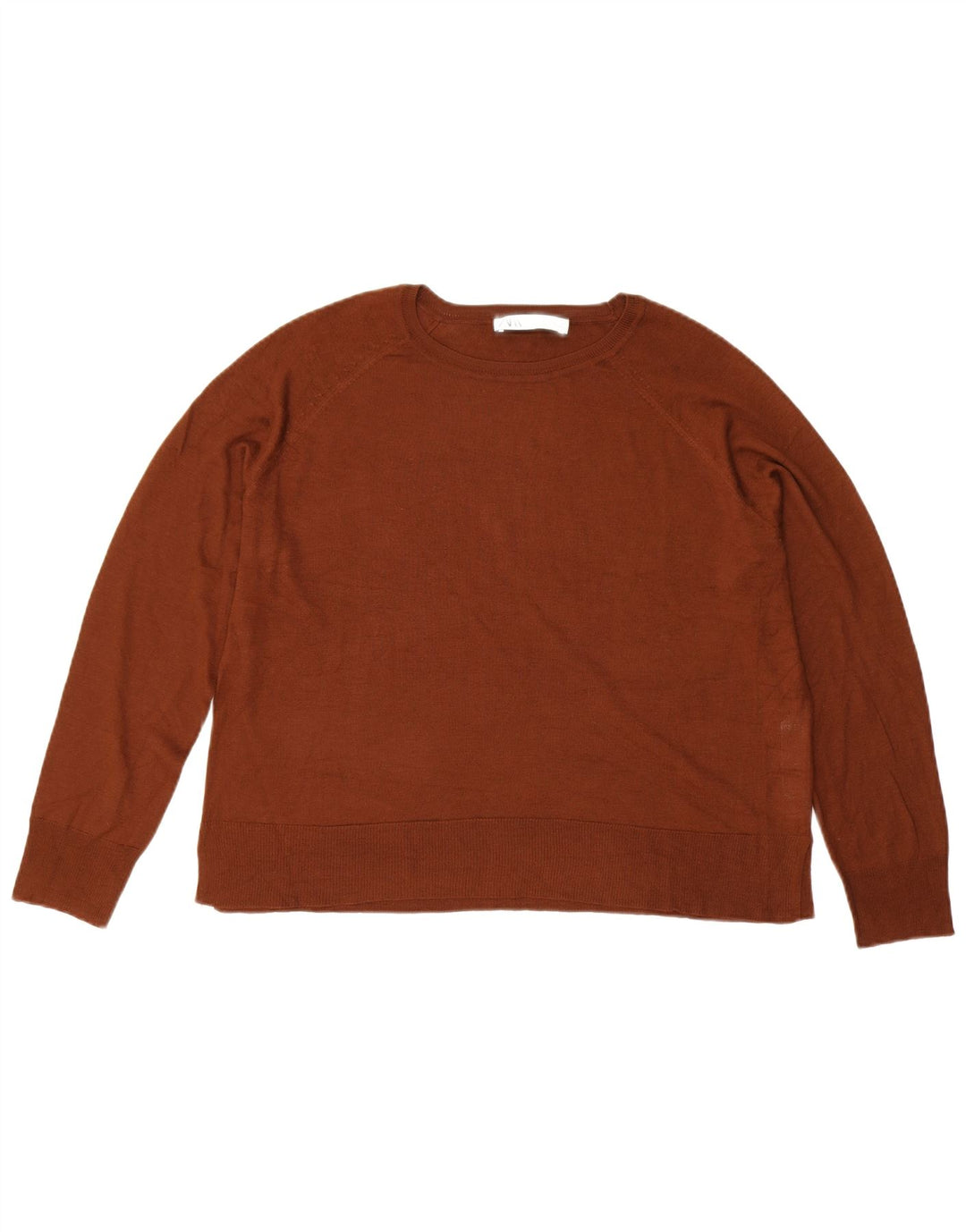 Übergroßer Damen-Pullover mit U-Boot-Ausschnitt von Zara, Gr. 14, mittelbraune Viskose