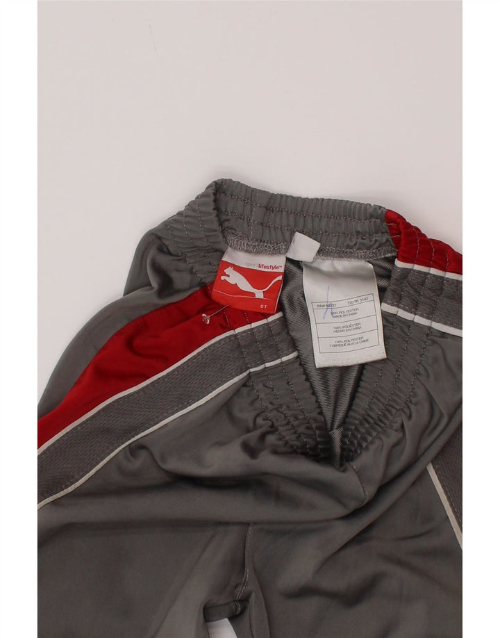 Puma Jungen-Trainingshose, 4–5 Jahre, graues Colourblock-Polyester