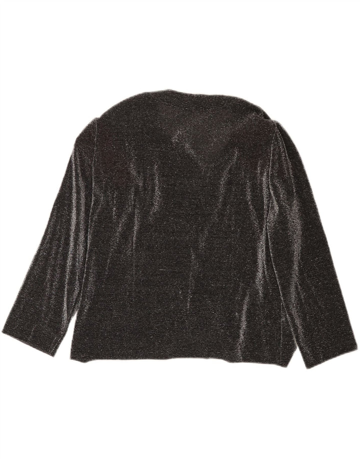 Vintage Damen 3/4 Ärmel Bluse Top UK 16 Large Schwarz