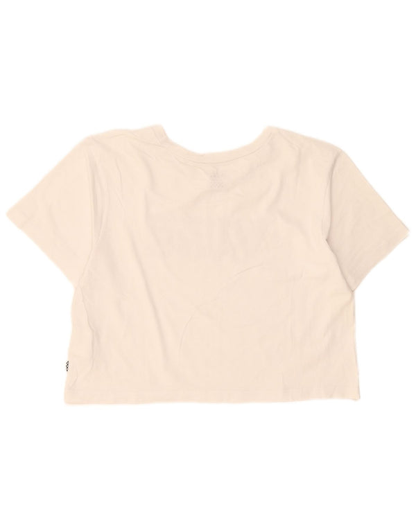 Vans Damen Crop Graphic T-Shirt Top UK 10 Small Weiße Baumwolle