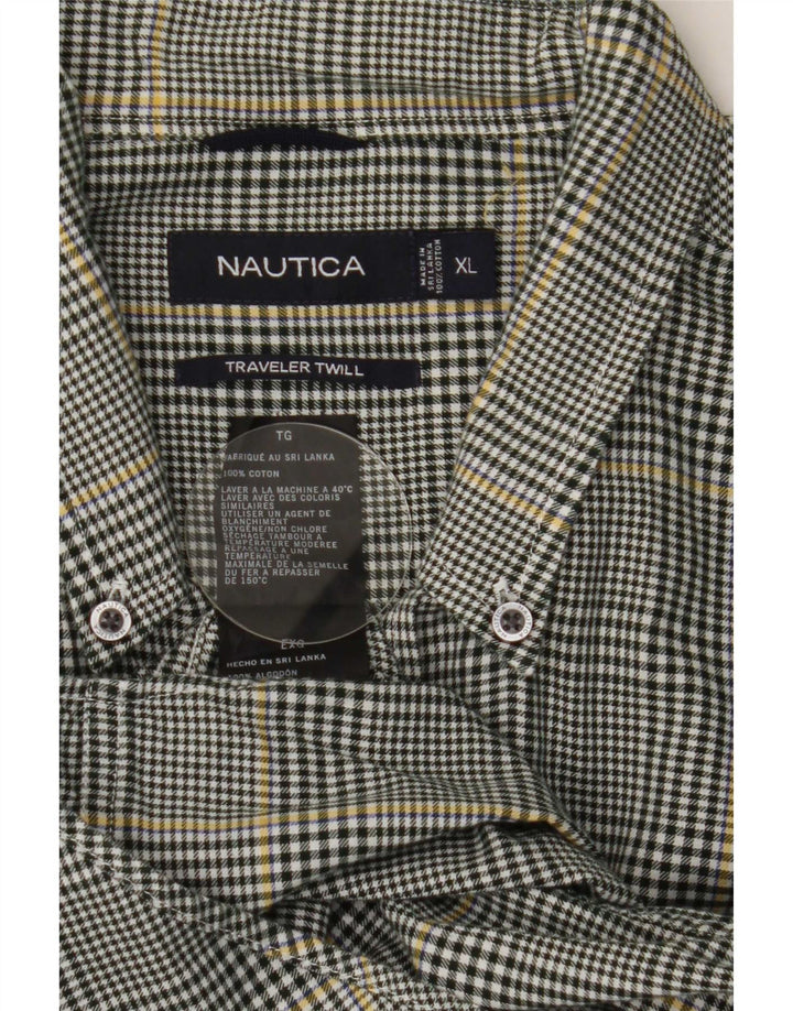 Nautica Herren-Flanellhemd XL, grau kariert, Baumwolle
