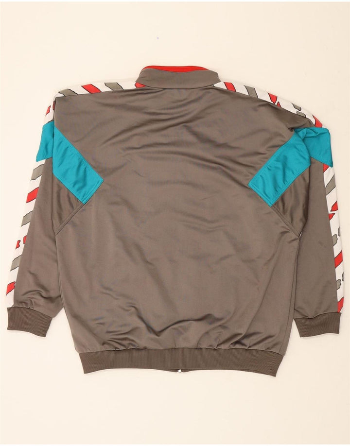 ERIMA Mens Graphic Tracksuit Top Jacket Large Grey Colourblock Polyester Vintage Erima and Second-Hand Erima from Messina Hembry 