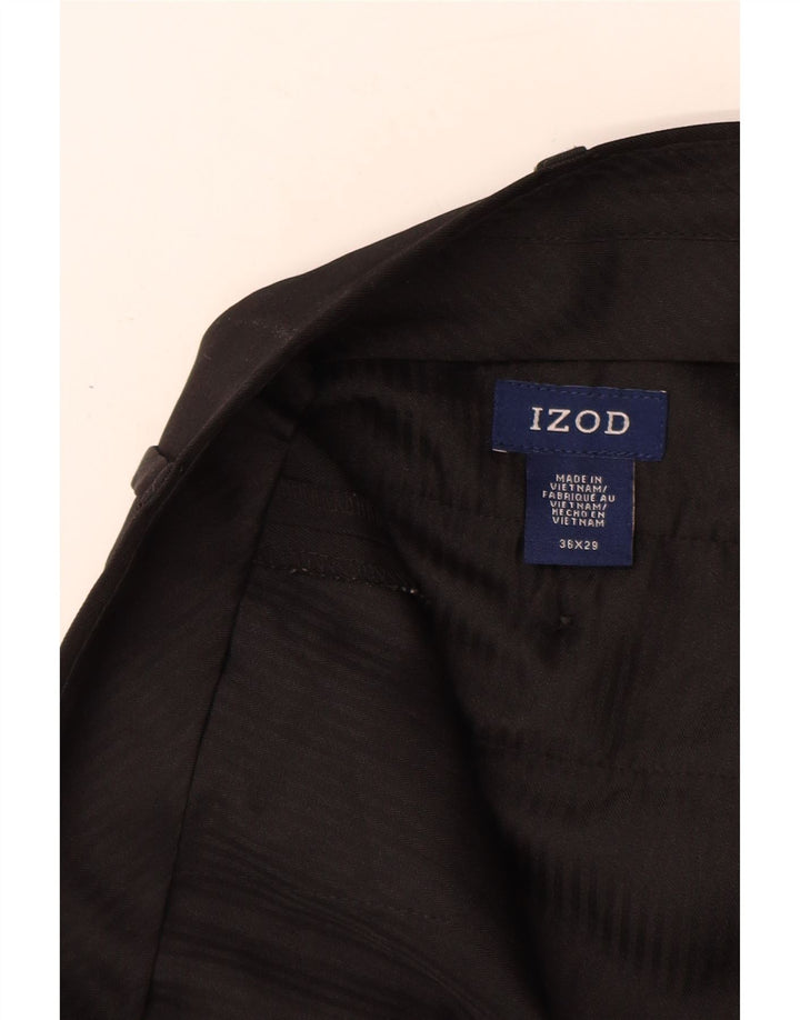 IZOD Herren-Anzughose, gerade, W36, L29, Schwarz, Polyester
