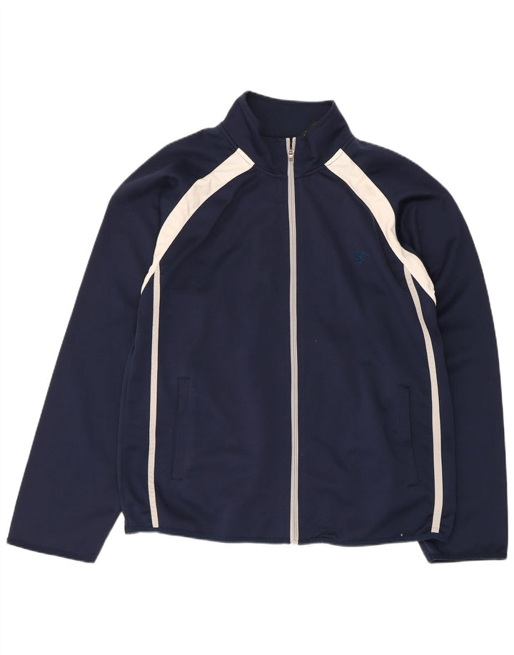 Starter Herren-Trainingsanzug-Oberteil, Mittelgroßes marineblaues Farbblock-Polyester