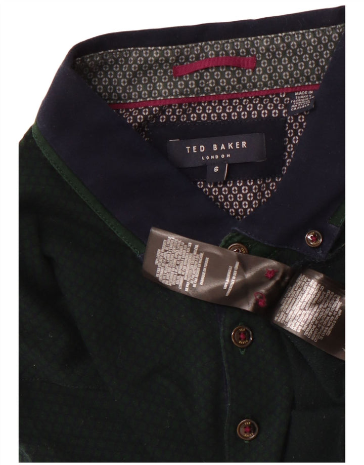 Ted Baker Herren-Poloshirt, Größe 6 2XL, grüne Argyle/Diamant-Baumwolle