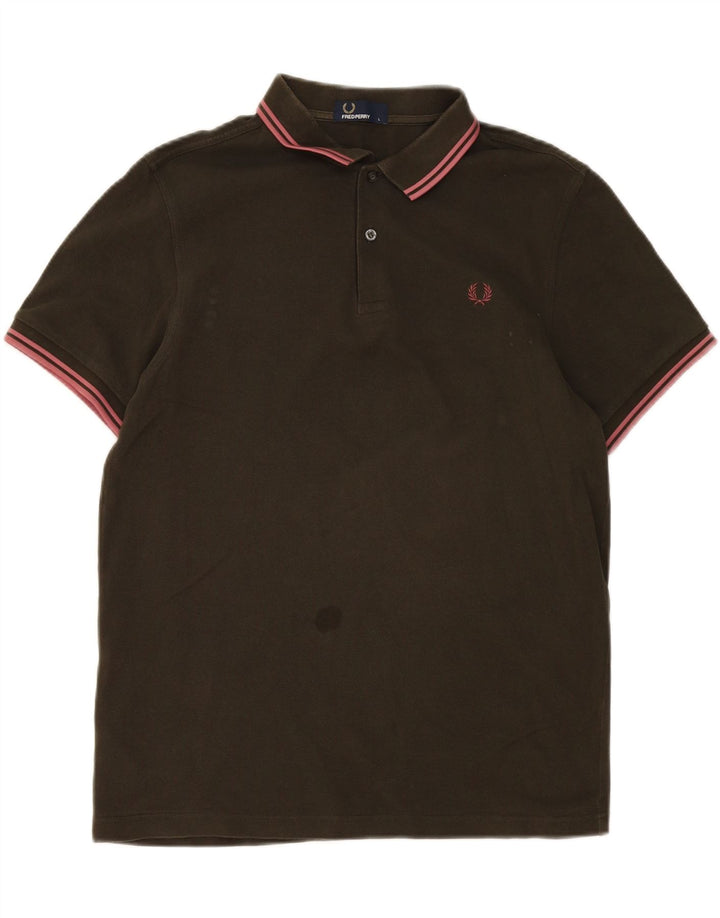Fred Perry Herren-Poloshirt, große Khaki-Baumwolle