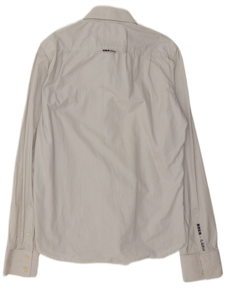 SUPERDRY Mens Shirt XL White Pinstripe Cotton