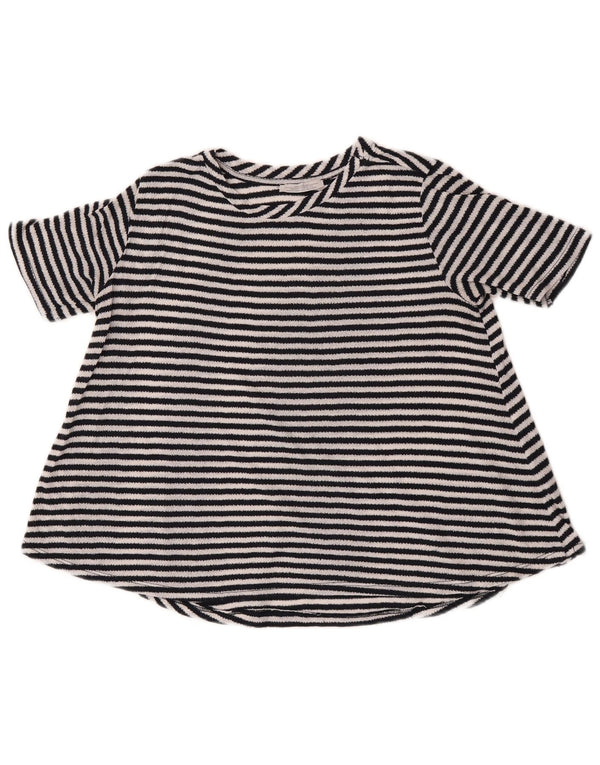 Kurzärmliger Damen-Pullover mit U-Boot-Ausschnitt von Zara, Gr. 10, Größe S, schwarz gestreift